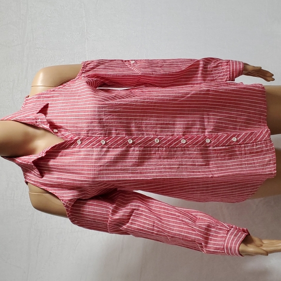 LEVURE Cold Shoulder Button down shirt M/ Red - Picture 1 of 9